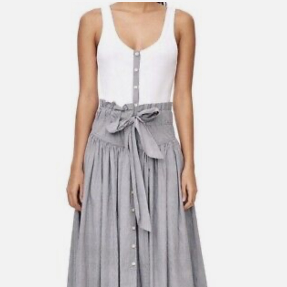 La vie by Rebecca Taylor Womens Tank Knit Poplin Midi Dress Size Medium Stripe